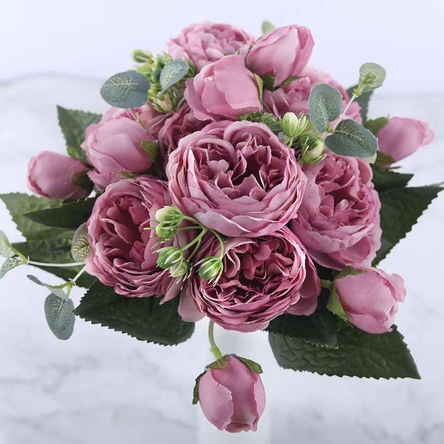 30cm Rose Pink Silk Peony Artificial Flowers Purple