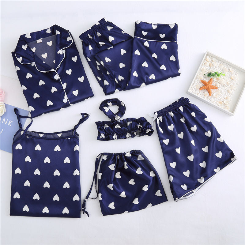 Women's 7 Pieces Pink Pajamas Sets 7jian taoxin navy