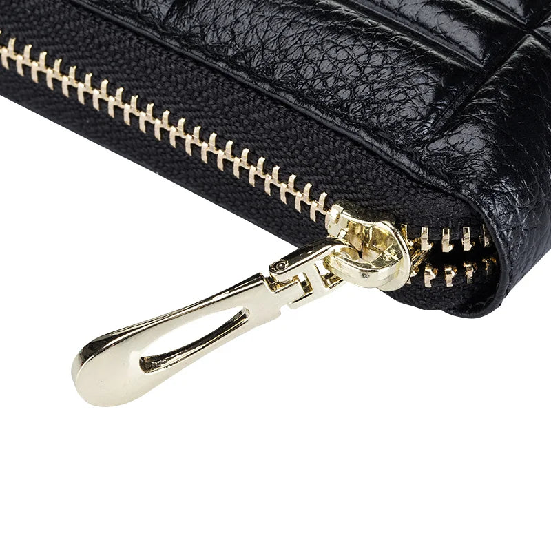 Women's Long zipper Purse Genuine Leather