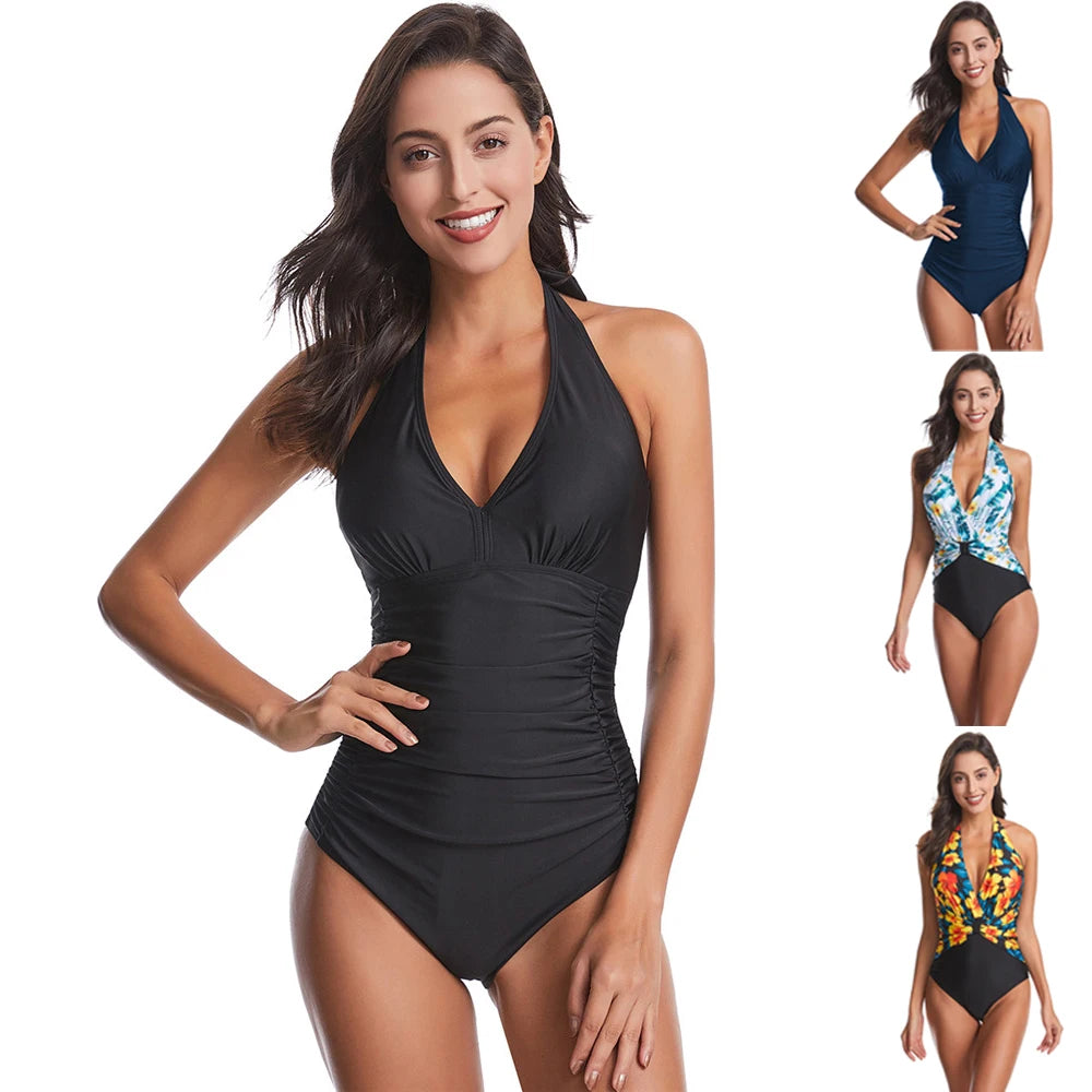 New Plus Size One Piece Black Swimsuit