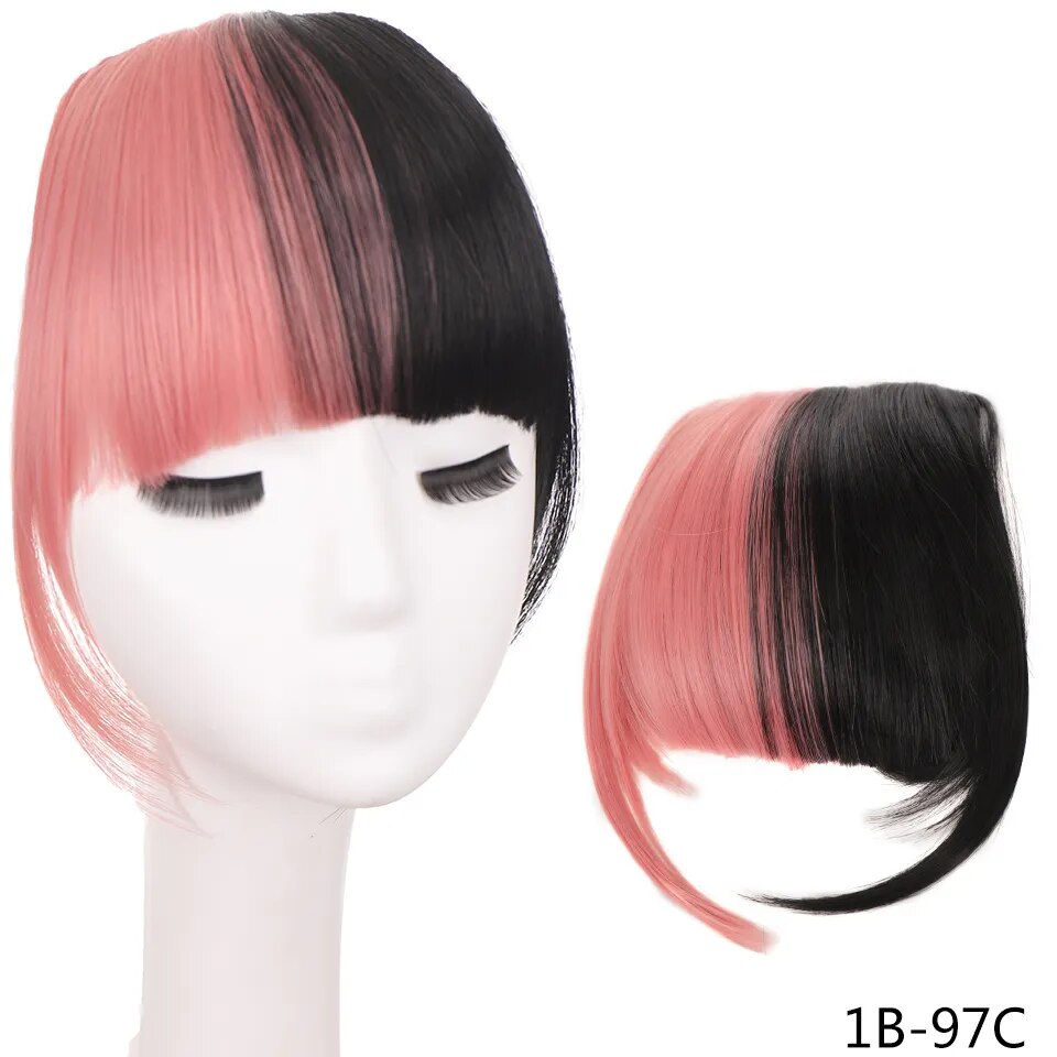 Women's Hair Short Straight Blunt Bangs 1B-97C 6inches