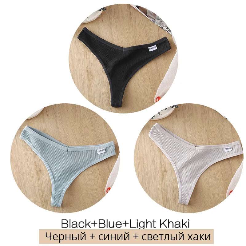 3Pcs/Set Women Cotton Thongs Panties Set 19