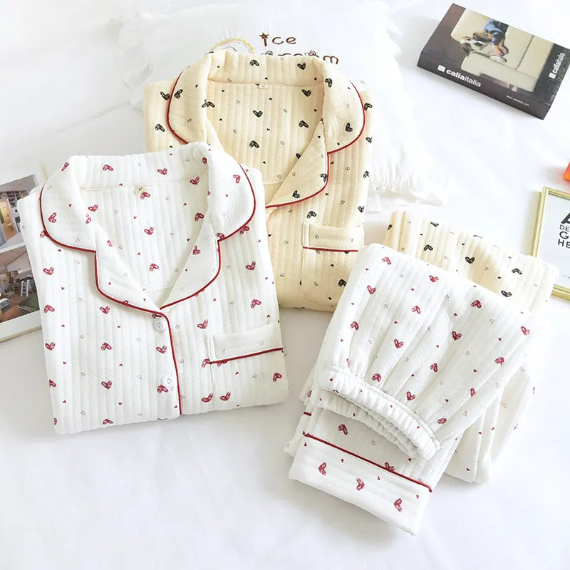 latest Cute heart print Pyjamas Set