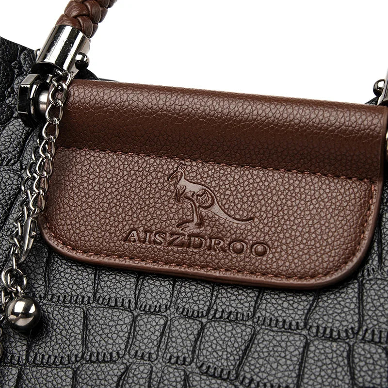 3 Layers pu leather animal texture handbag