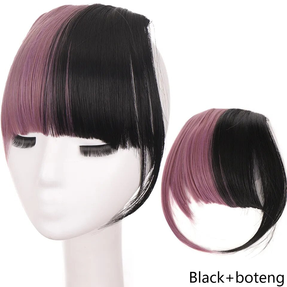 Women's Hair Short Straight Blunt Bangs Black-boteng 6inches