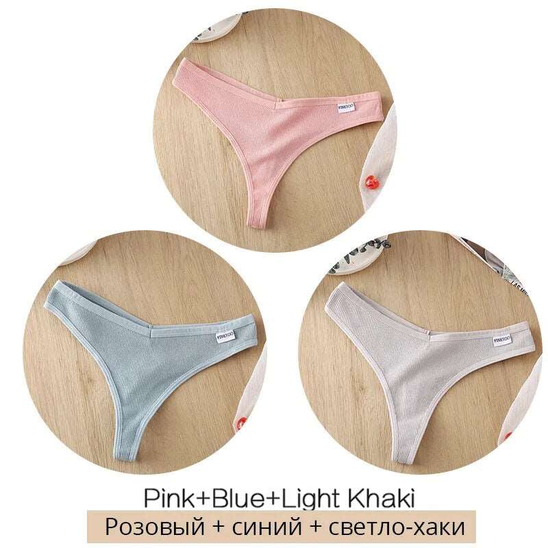 3Pcs/Set Women Cotton Thongs Panties Set 18