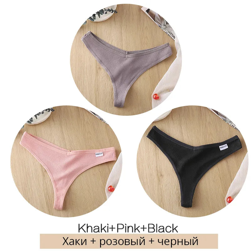 3Pcs/Set Women Cotton Thongs Panties Set 11