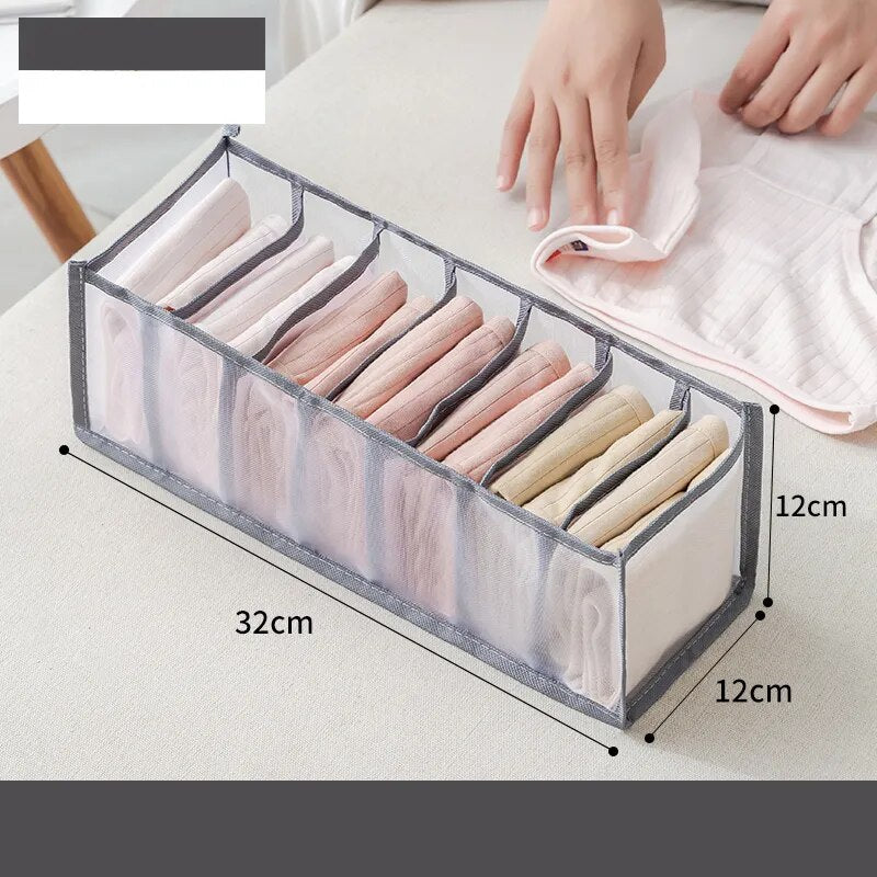 Clean and hygienic jeans compartment storage box grey 7 Grid