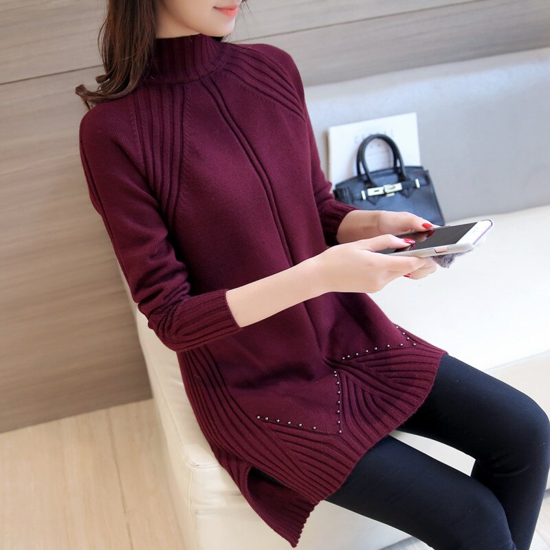 Long sleeve high neck knitted Sweater top