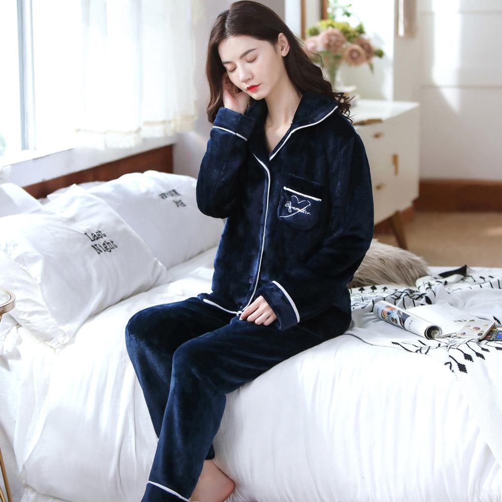 Women Warm Soft Pyjamas Set