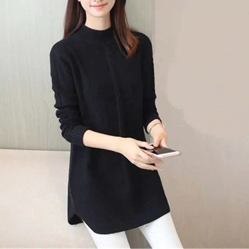 Long round neck knitted Sweater