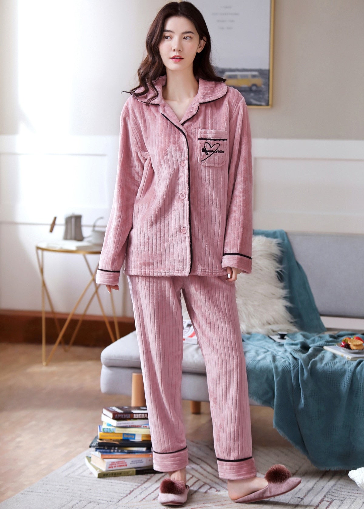 Women Warm Soft Pyjamas Set