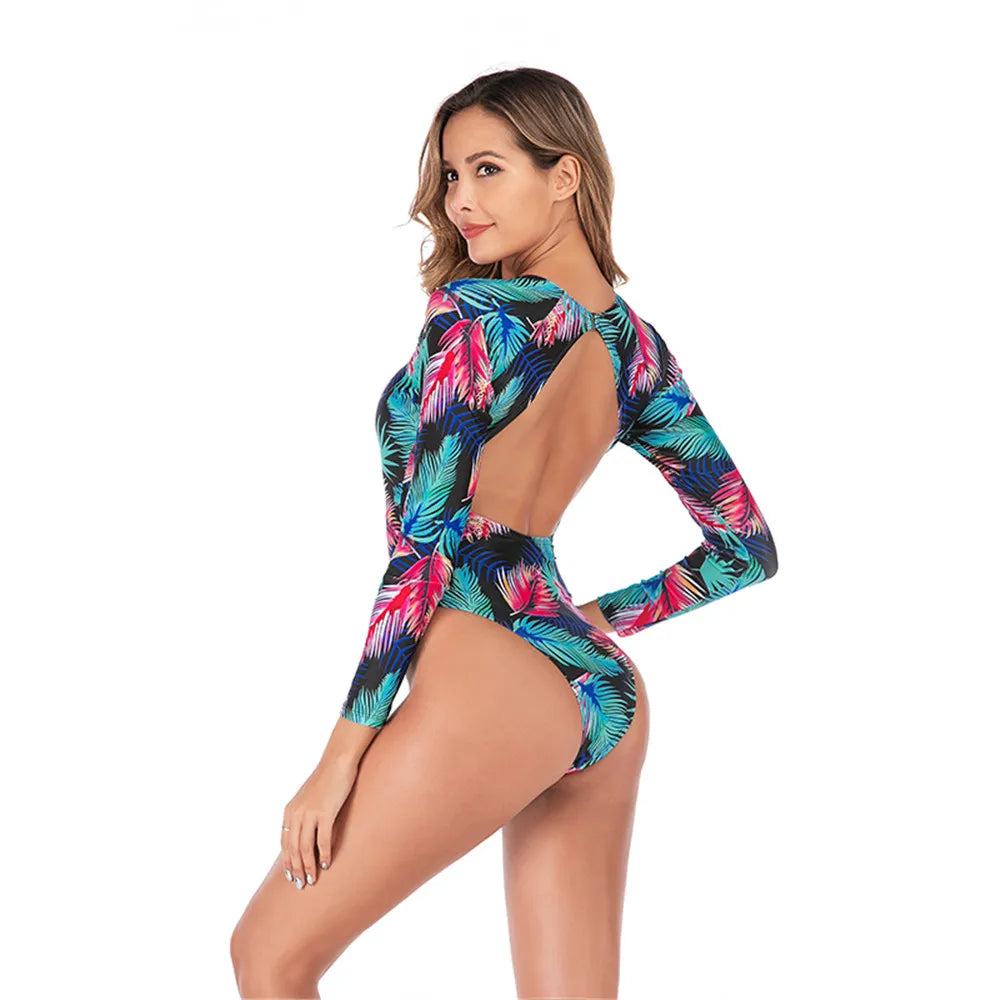 New Long Sleeves Rash Guard Print Swimwear