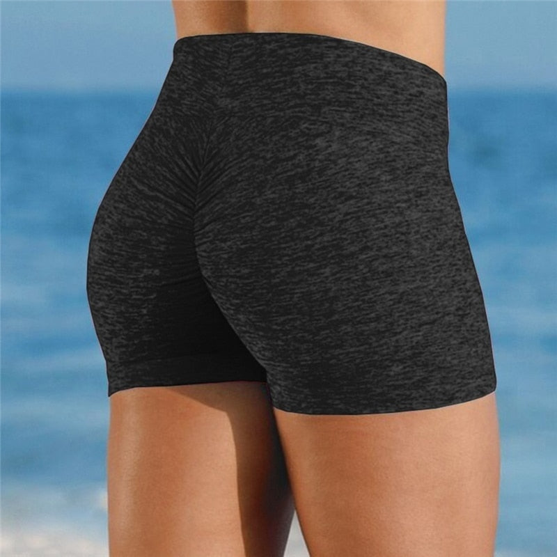 Women Solid Color Slim Shorts Black