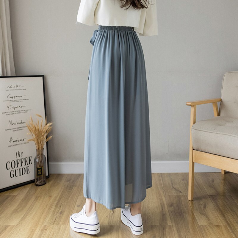 New Style Korean Women Pleated Chiffon Trousers