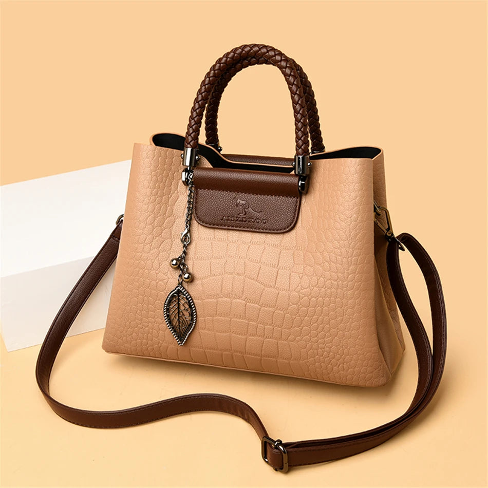 3 Layers pu leather animal texture handbag