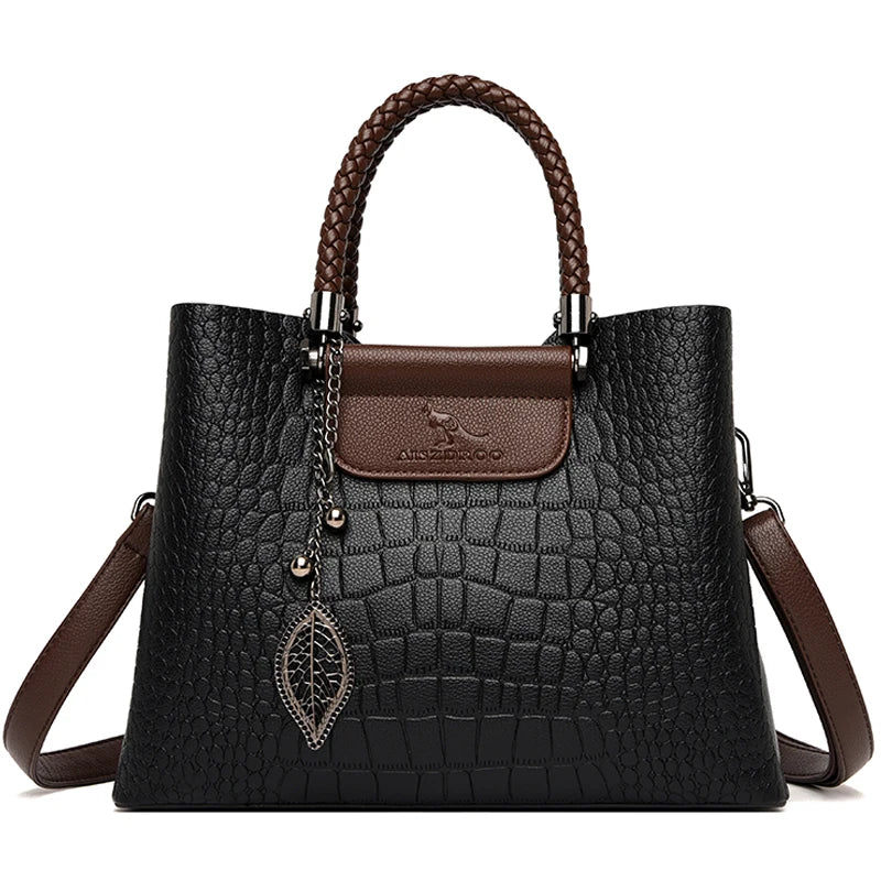 3 Layers pu leather animal texture handbag