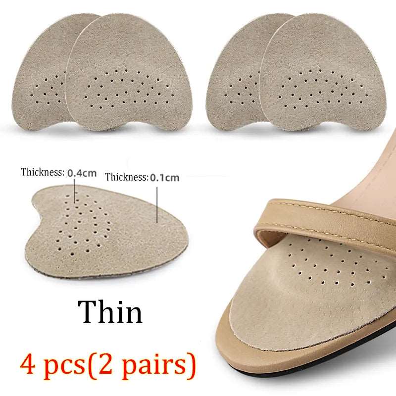 4pcs Sandals Anti-slip Stickers Leather Forefoot Pad Apricot-3mm-2 pairs