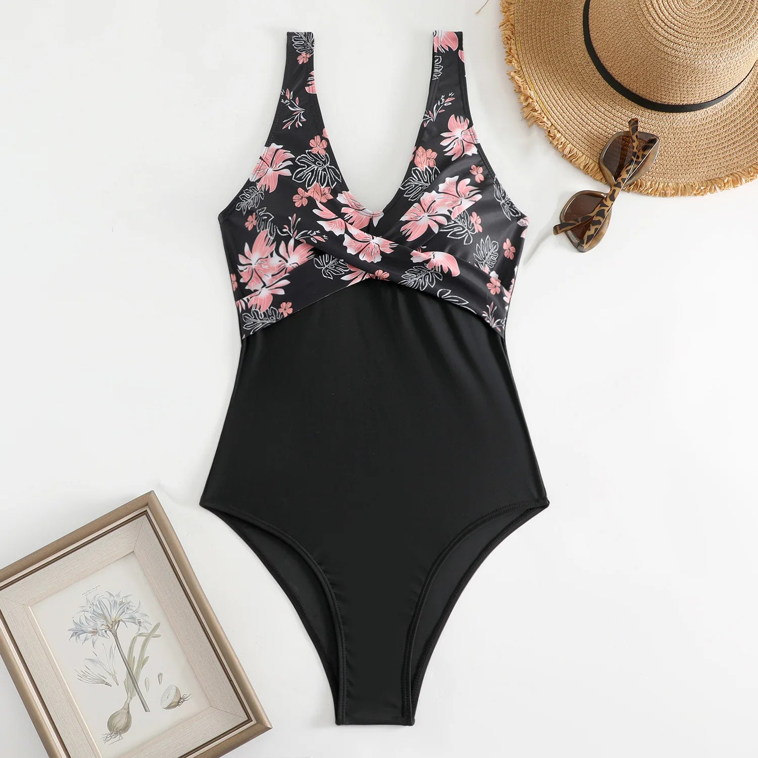 Women's One Piece Floral Print Push Up Bathing Suit floral