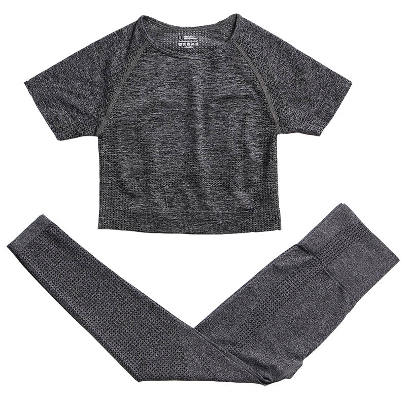 Women Workout Clothing Gym Yoga Set Deep Gray 2pcs 3