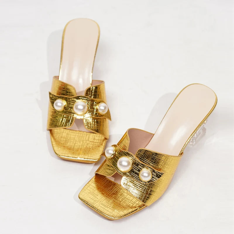 Fashion Chic gold Transparent Heel shoes