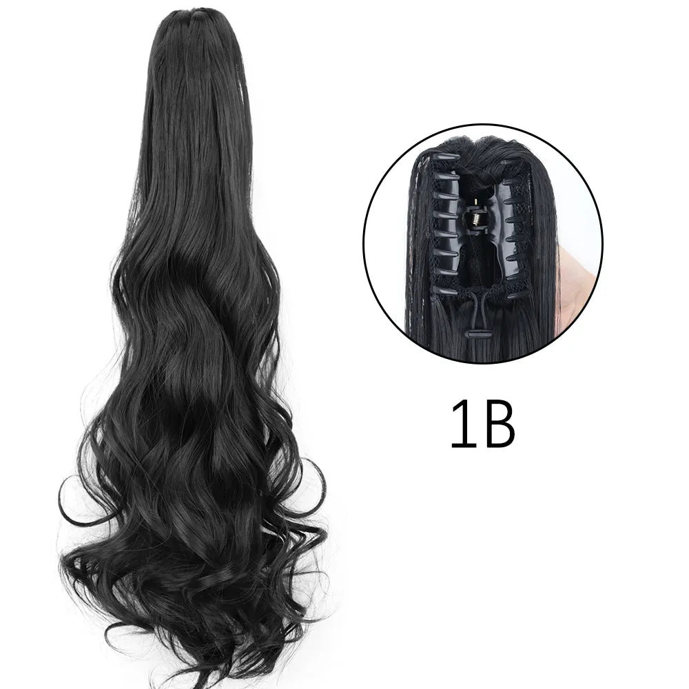 24Inch Heat Resistant Pony Tail Hair 1B 1 24inches-60cm