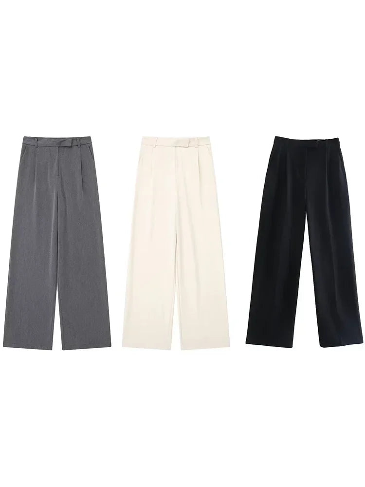 Zipper Straight Vintage High Waist Trousers