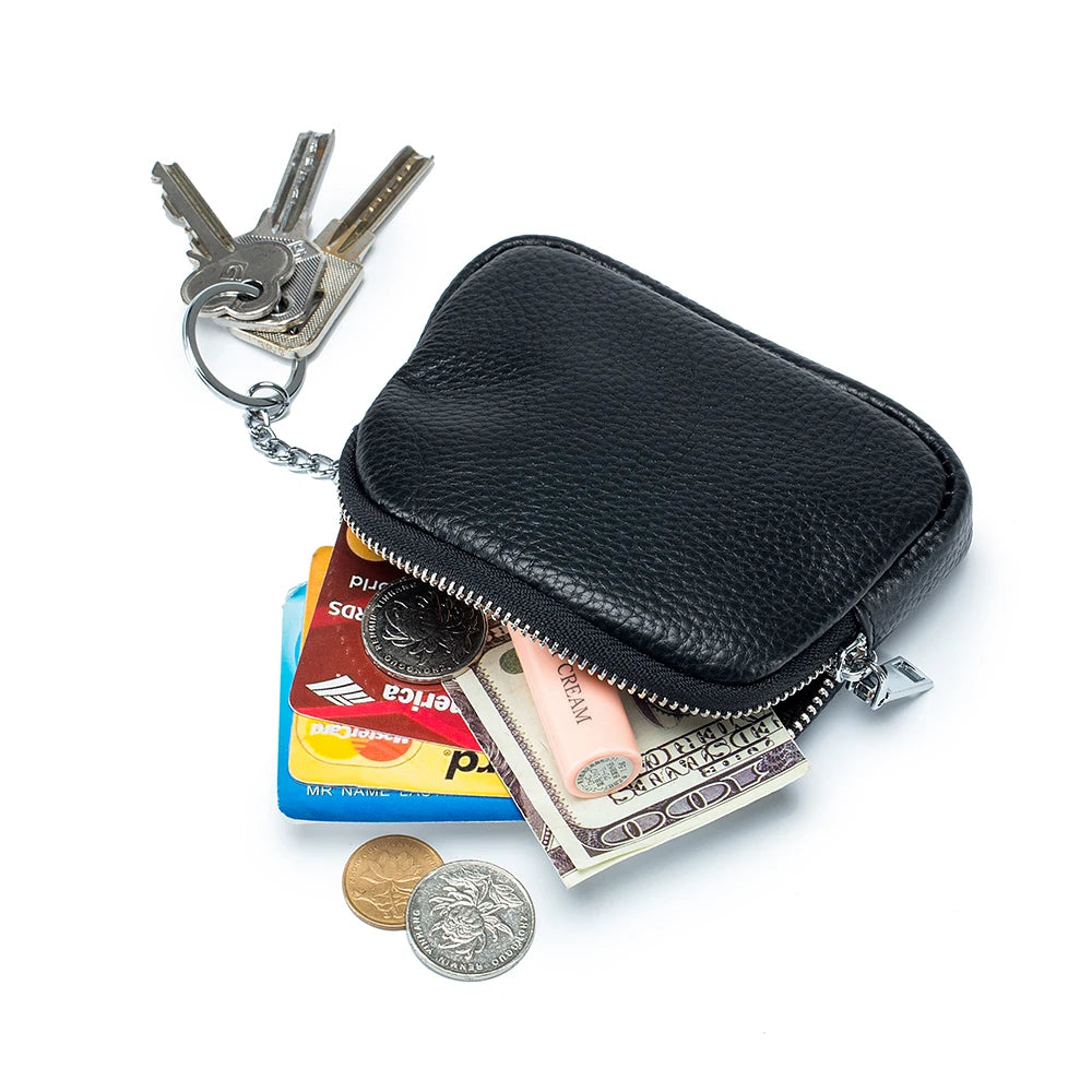 Genuine Leather Zipper Coin Purse