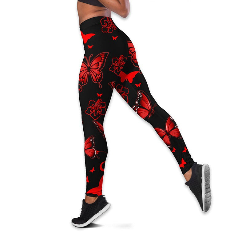 Women Pants Yoga Tank Tops Leggings-Red