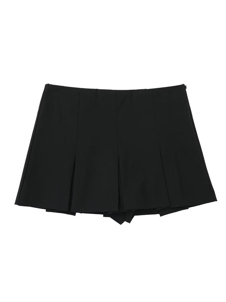 Women High Waist Wide Pleats Design Slim Skirts