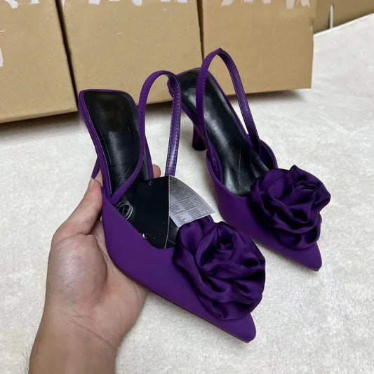 Flower Design Elegant Pointed Toe womens Shoes