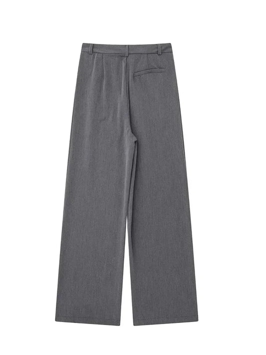 Zipper Straight Vintage High Waist Trousers