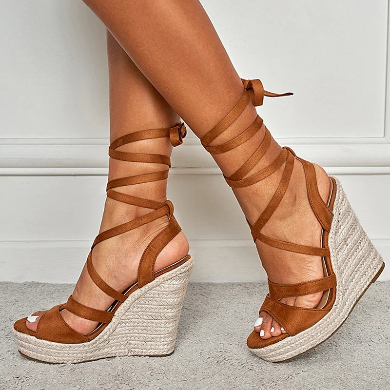 Fashion Lace-Up Summer Wedges Sandals