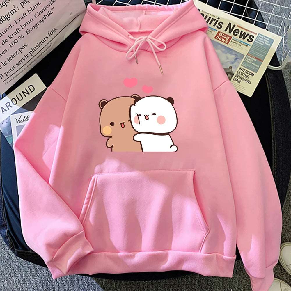 Cartoon Panda Women Hoodie Sweatshirt pink