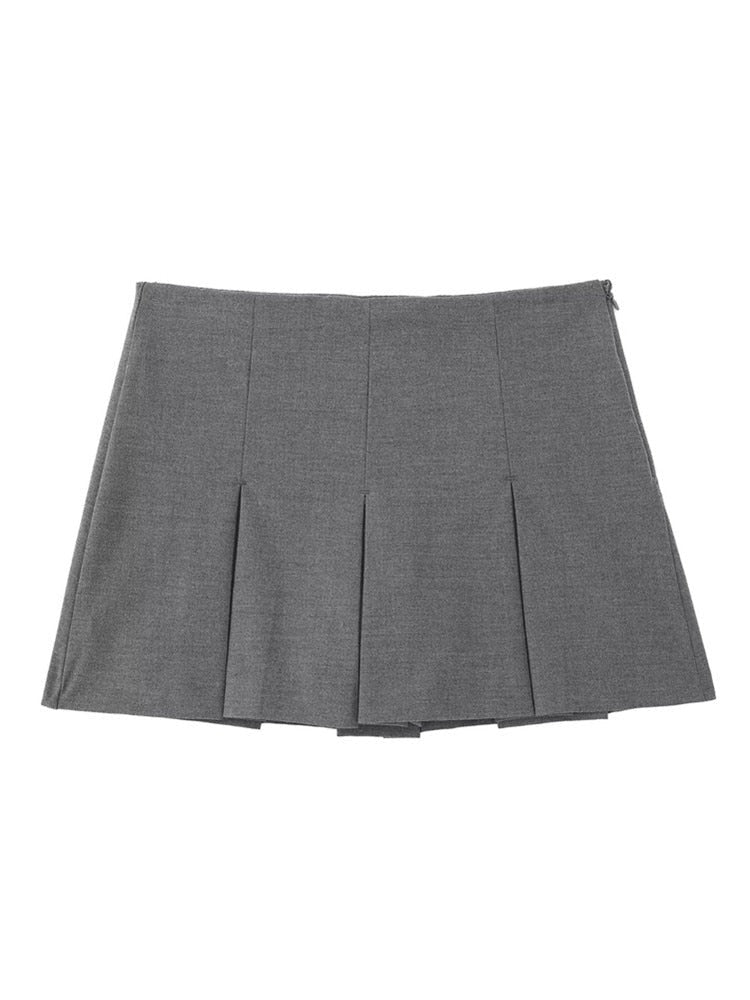 Women High Waist Wide Pleats Design Slim Skirts
