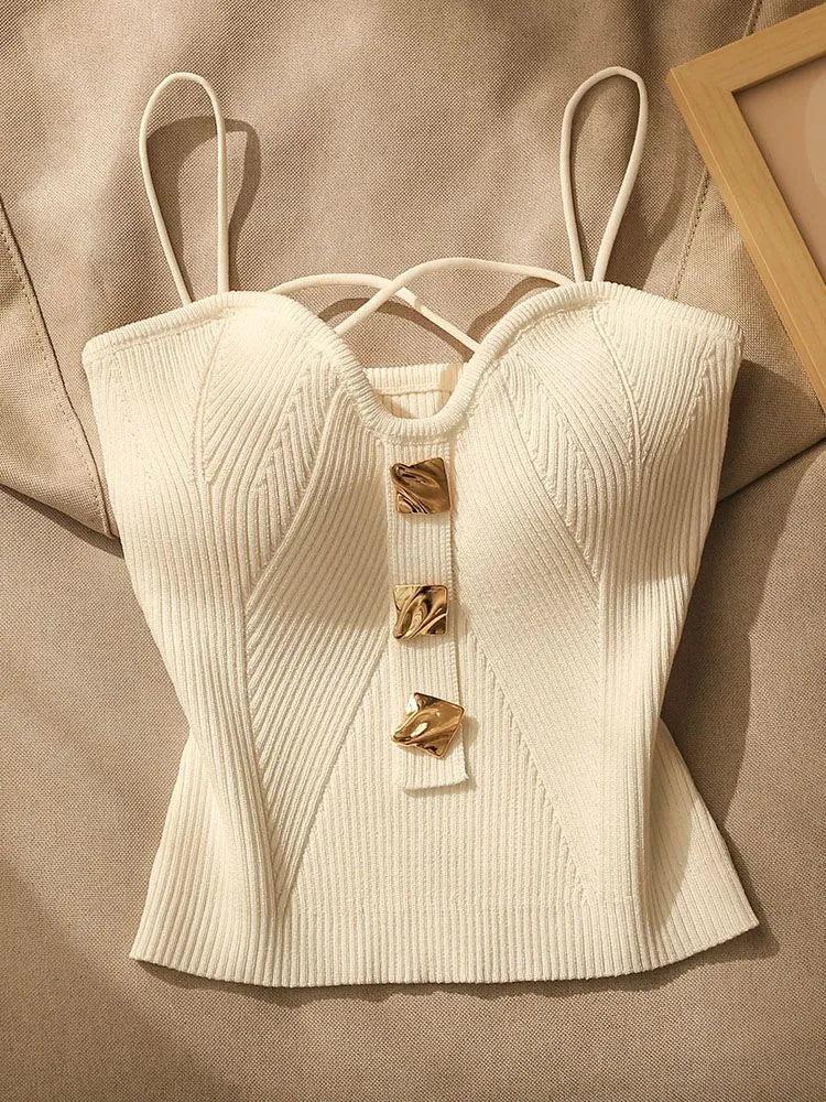 Women's Beauty Camisole Slim High-end Bottom Tops White