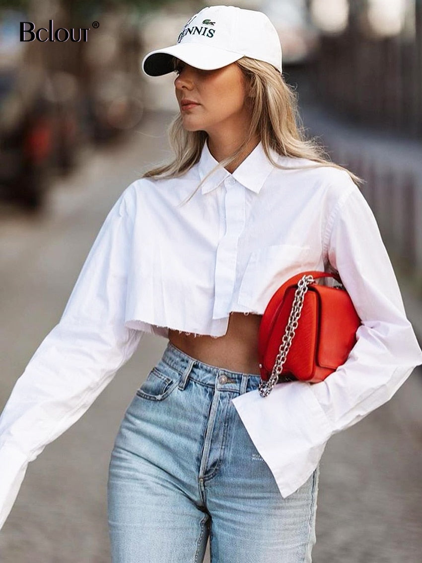 New Bclout Fashion White Crop Tops