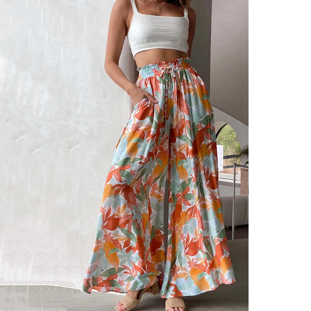 Spring Summer Wide Leg Trousers