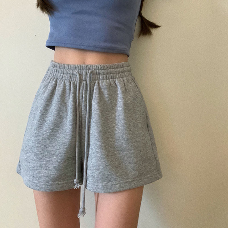 Women Solid Cozy Simple Casual Loose Shorts gray