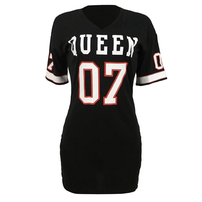 Women Hip Hop Queen Printed Long black T Shirt