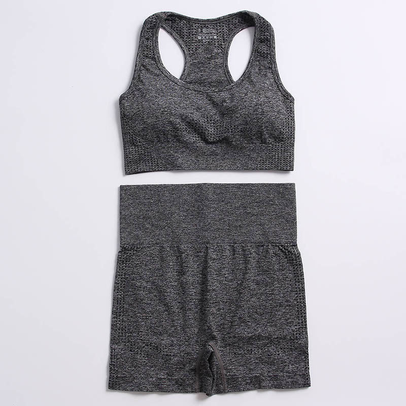 Women Workout Clothing Gym Yoga Set Deep Gray 2pcs