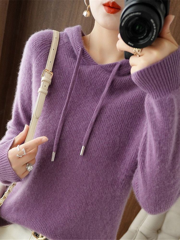 Elegant Hooded Knitted Jacket Cardigan