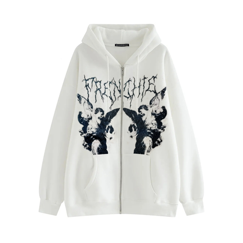 Women Vintage Angel Print finest Hoodie