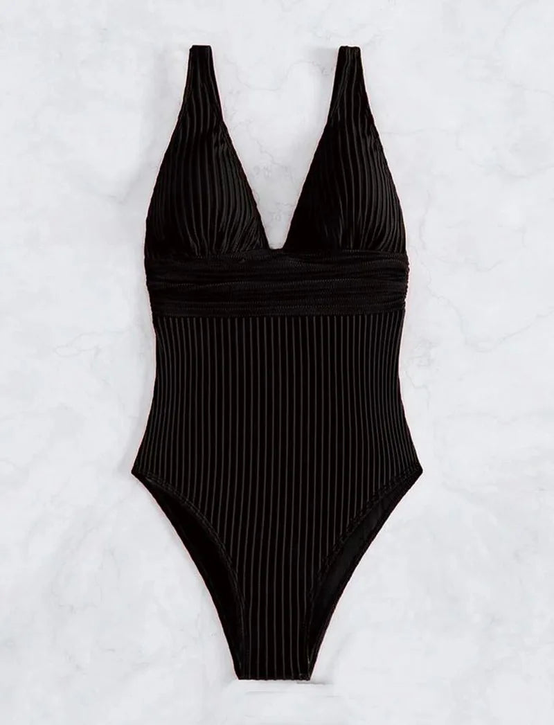 Women One Piece Sexy Brazilian Swimwear black