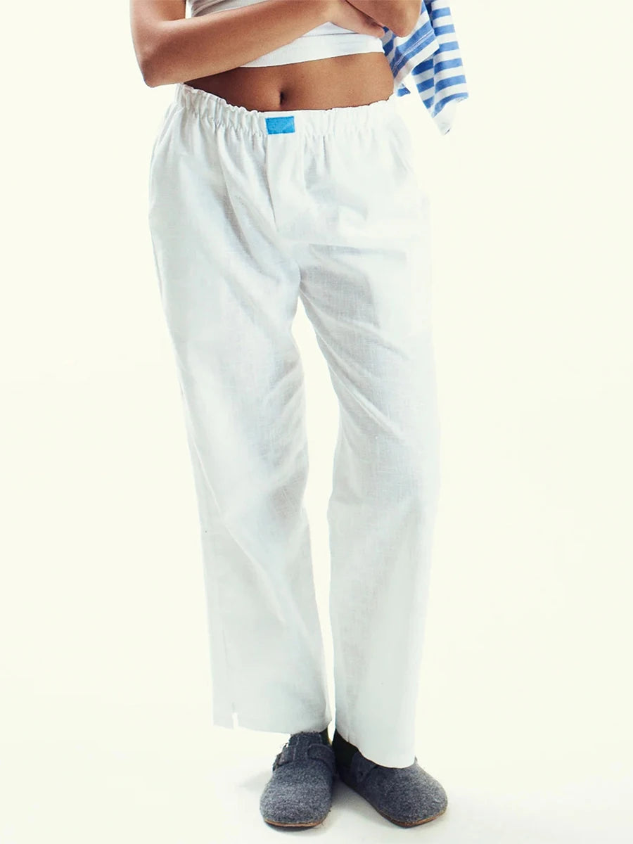 Striped Lounge Wide Leg unisex trousers WHITE