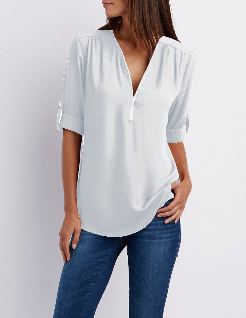 Women Chiffon Blouse Tops