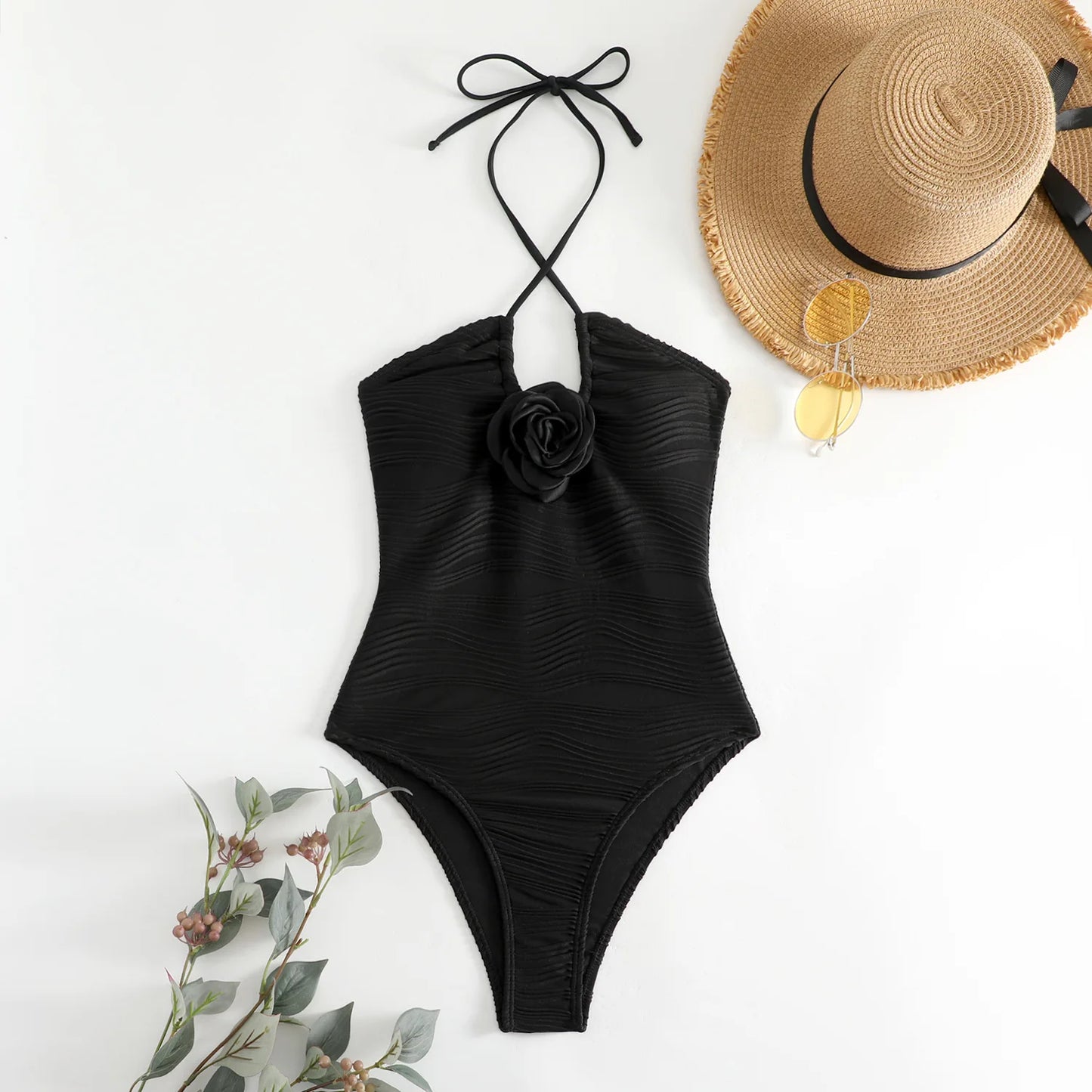 New Flower One Piece Swimsuit