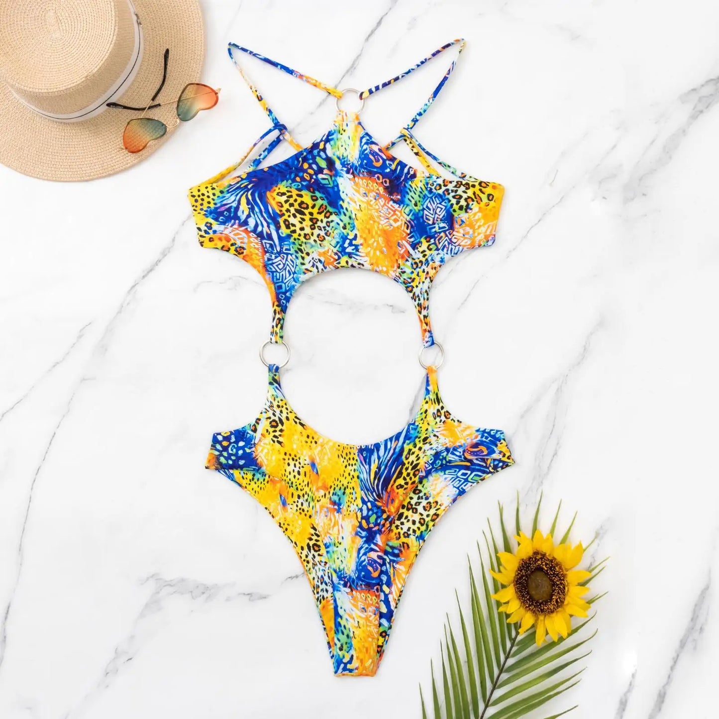 African Colorful Print One Piece Swimsuit