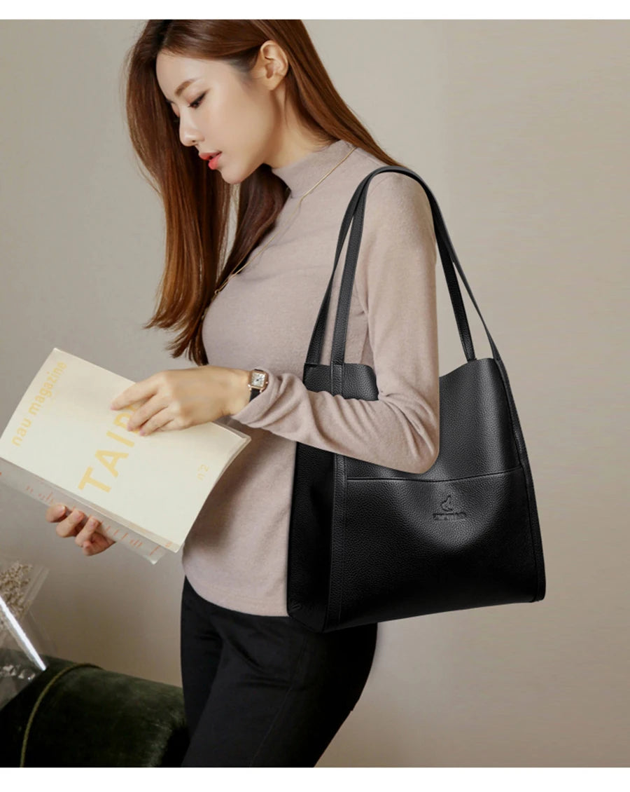 Soft PU Leather Tote Handbag