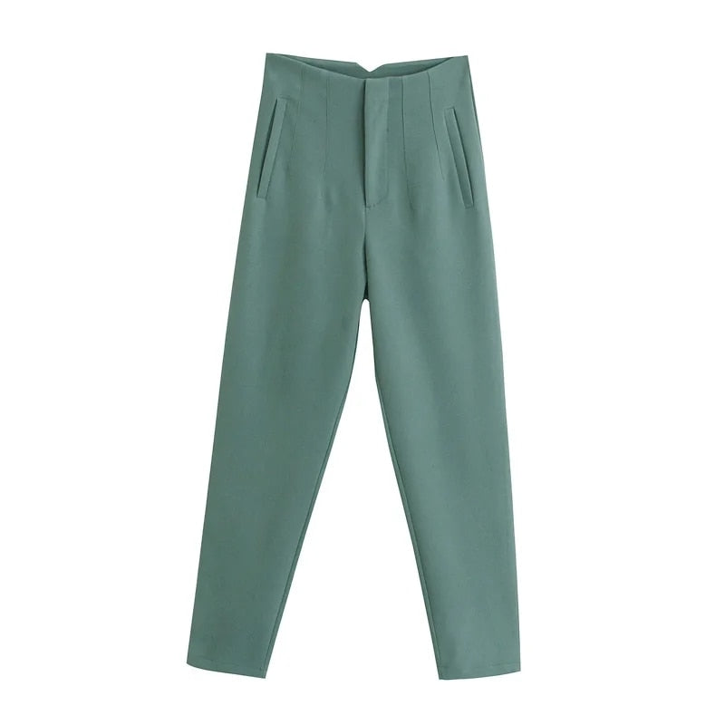 Women Pants 28 Color High Waist Pants Green